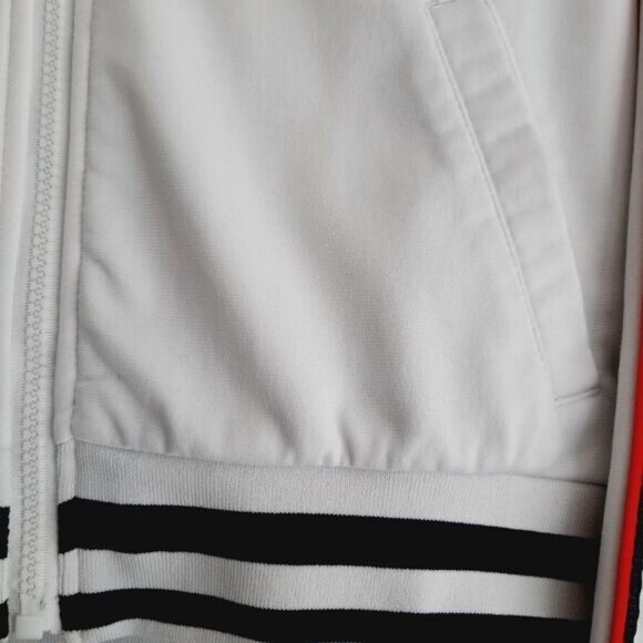 CHAMPION Retro Style Full Zip Athletic Track Jacket White w/ Logo Sz S Flawed - Picture 8 of 15